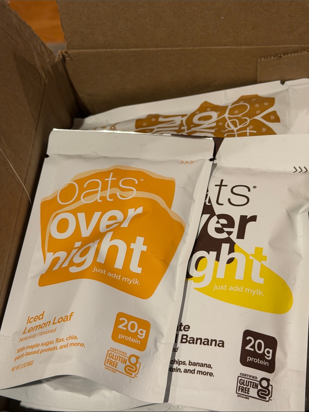 Box of 15 Assorted Oats Overnight breakfast/snack packets - Various Flavors